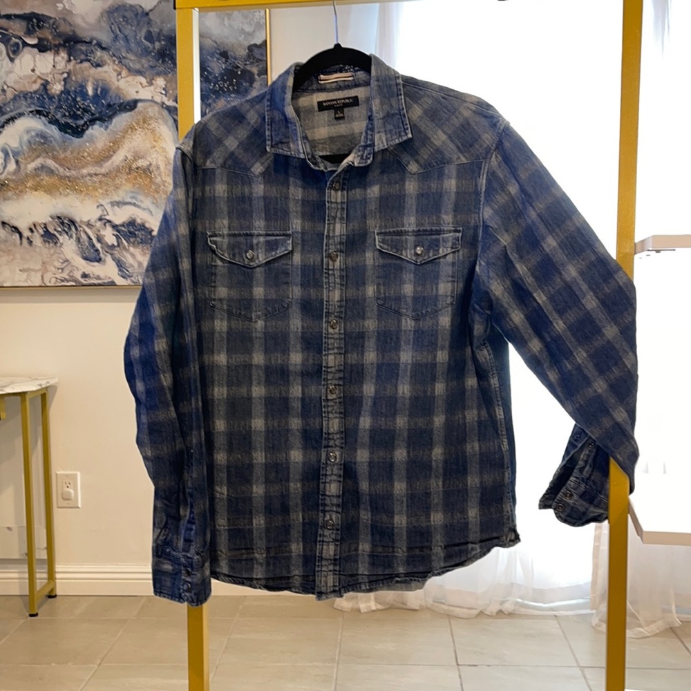 Banana Republic Pearl-Snap Western Style Denim Shirt